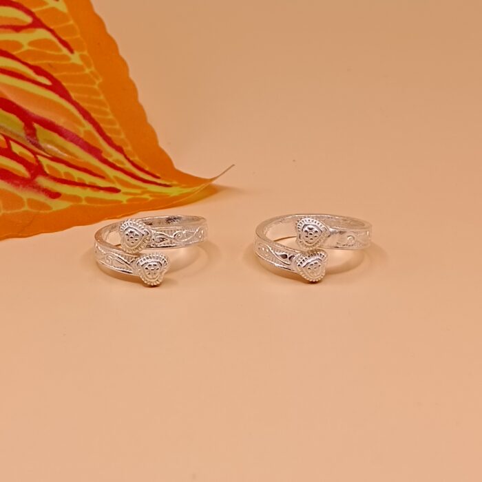 Twin Heart Pure Silver Toe Ring