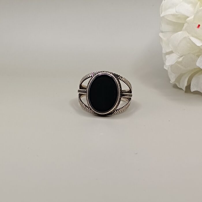 925 Silver Black Onyx Greek Pattern Ring925 Silver Black Onyx Greek Pattern Ring925 Silver Black Onyx Greek Pattern Ring