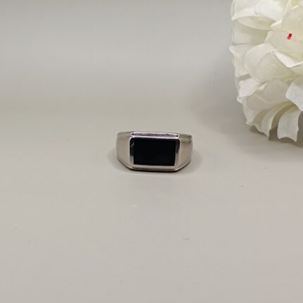 925 Silver Black Onyx Rectangle Ring