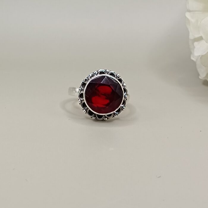 925 Silver Red Stone Ring