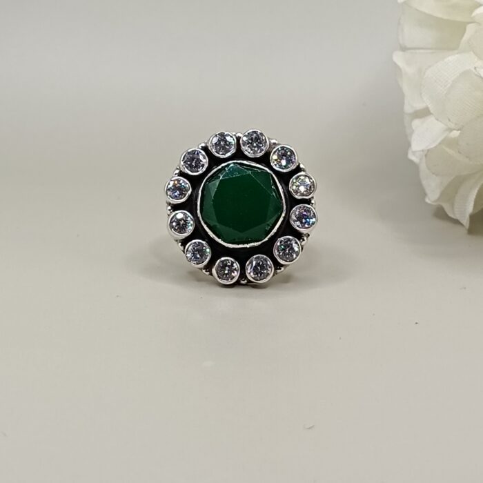 925 Silver Green Stone Ring