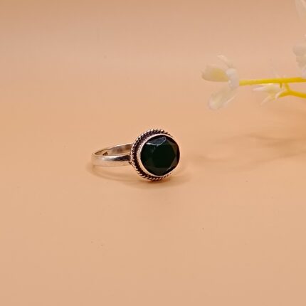 925 Silver Faceted Green Stone Ring