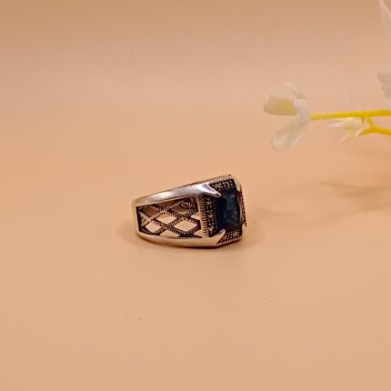 925 Silver Blue Stone Men's Ring