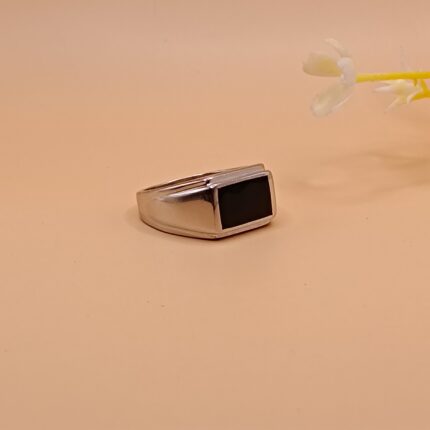 925 Silver Black Onyx Rectangle Ring