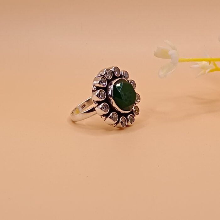 925 Silver Green Stone Ring