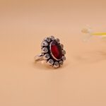 925 Silver Oval Red Stone Ring