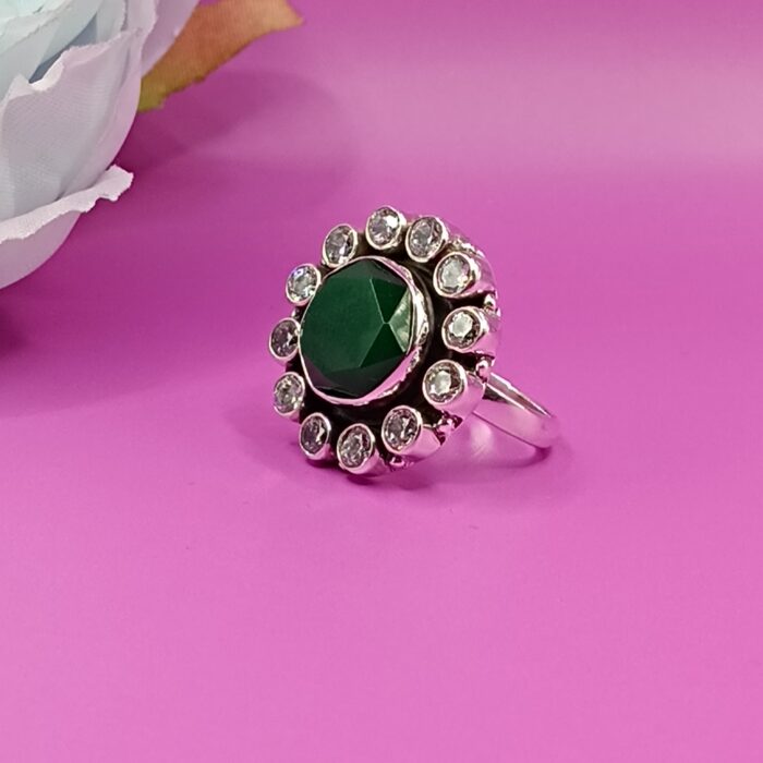 925 Silver Green Stone Ring