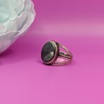 925 Silver Black Onyx Greek Pattern Ring