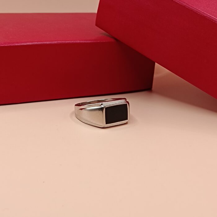 925 Silver Black Onyx Rectangle Ring