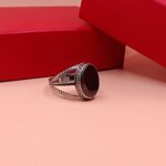 925 Silver Black Onyx Greek Pattern Ring