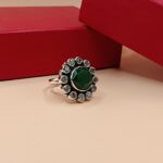 925 Silver Green Stone Ring
