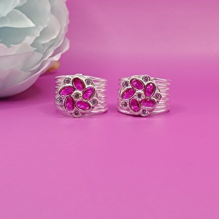 Floral Ruby Pure Silver Toe Ring