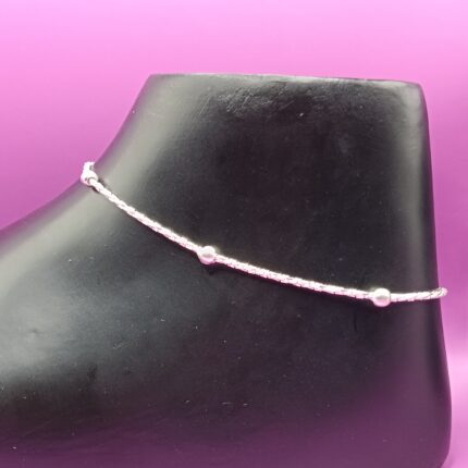 Pure Silver Beaded Payal