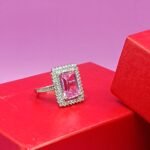 Royal Pink Emerald-Cut 925 Silver Ring