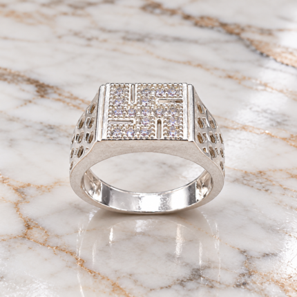 Pure Silver Square-Top Men's Ring