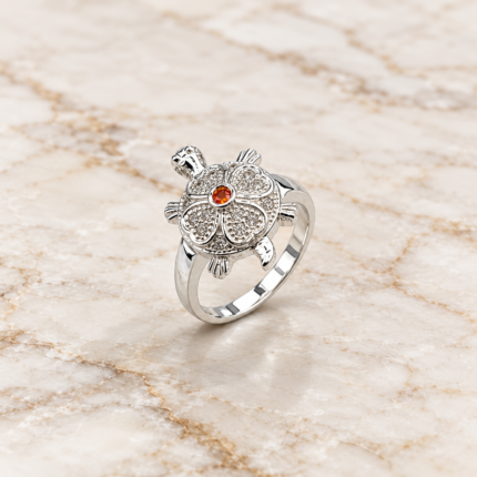 Elegant Silver Turtle Ring