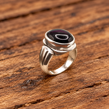 925 Silver Oval Black Onyx Ring