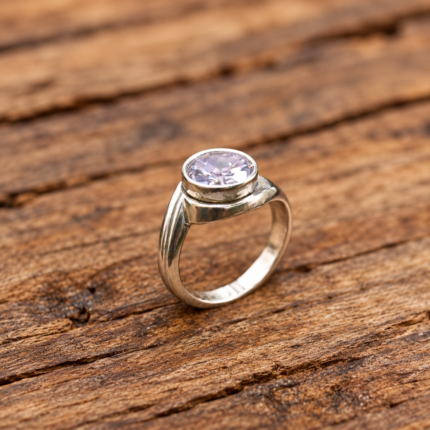 925 Silver Light Purple Stone Ring