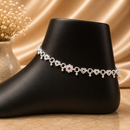 Fine Silver Payal with Elegant Traditional Design