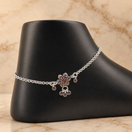 Elegant Pure Silver Floral Payal