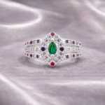 Pure Silver Green Stone Ring