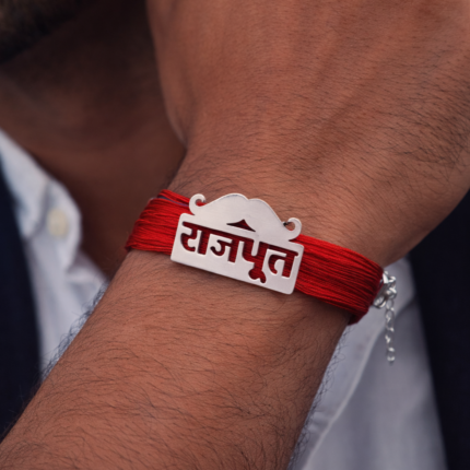 925 Sterling Silver Men's Dhaga Moli RAJPUT Logo Bracelet Big Size