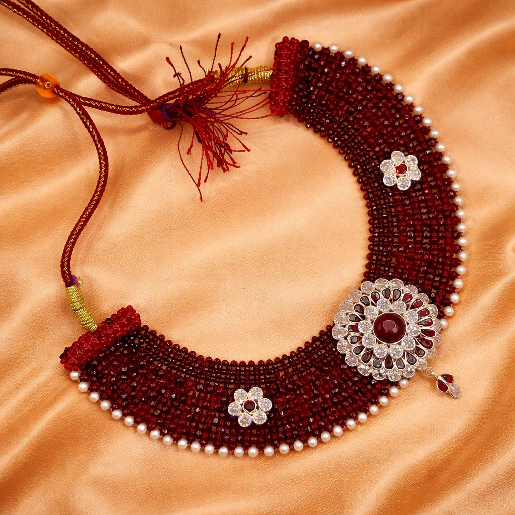 ChatGPT Image Mar 21, 2026, 04_59_53 PM Elegant 925 Silver Chatai Necklace Set with Red Beads & Floral Design