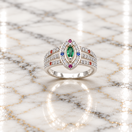 Pure Silver Green Stone Ring