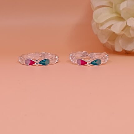 Pure Silver Toe Rings with Dual-Color Enamel