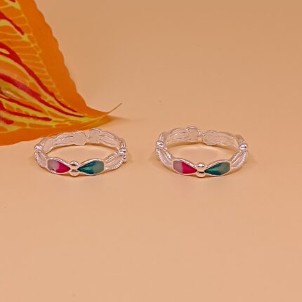 Pure Silver Toe Rings with Dual-Color Enamel