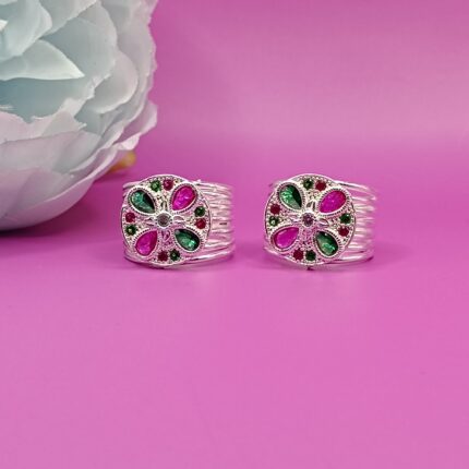 floral-ruby-green-stone-pure-silver-toe-ring