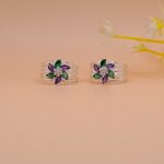 floral-green-purple-stone-pure-silver-toe-ring