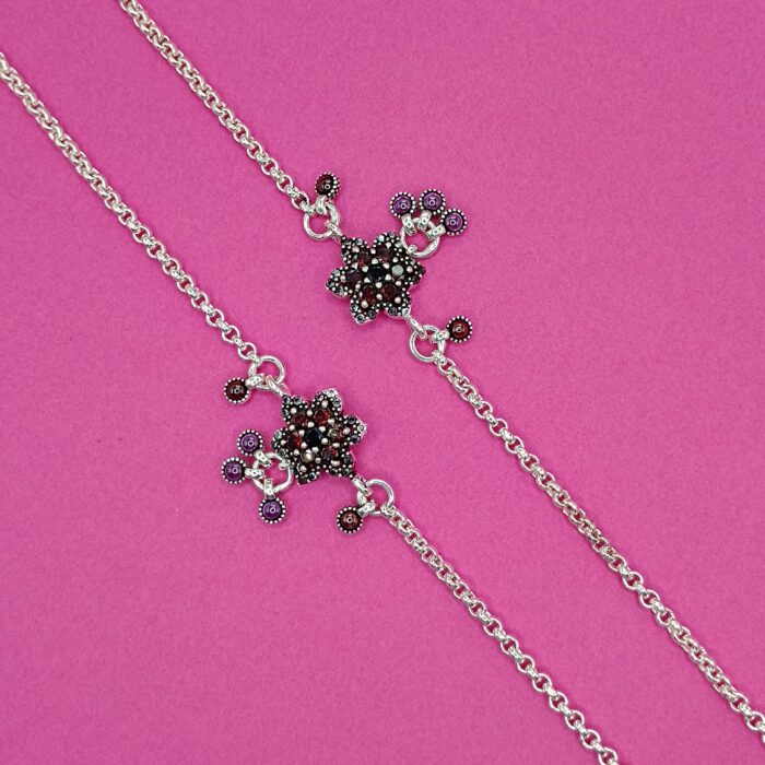 Elegant Pure Silver Floral Payal