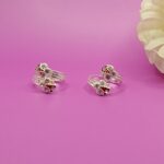 Pure Silver Toe Rings with Floral Stone Design