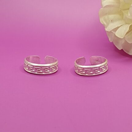 Geometric Pattern Pure Silver Toe Rings
