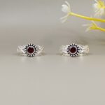 Antique Red Stone Pure Silver Toe Rings