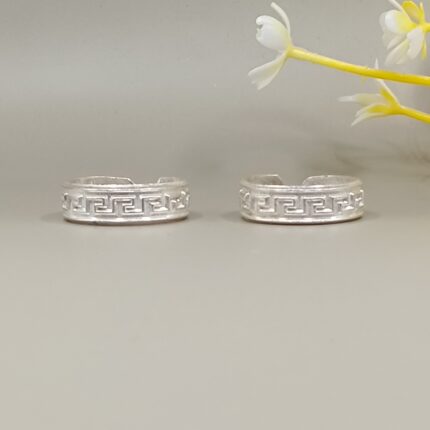Geometric Pattern Pure Silver Toe Rings