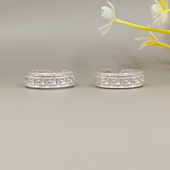 Geometric Pattern Pure Silver Toe Rings