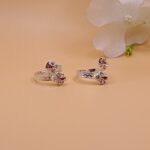 Pure Silver Toe Rings with Floral Stone Design