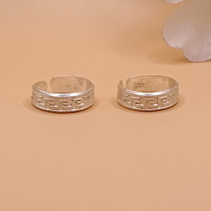 Geometric Pattern Pure Silver Toe Rings