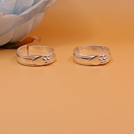 Classic Floral Pure Silver Toe Rings