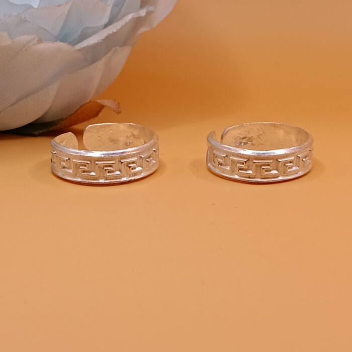 Geometric Pattern Pure Silver Toe Rings