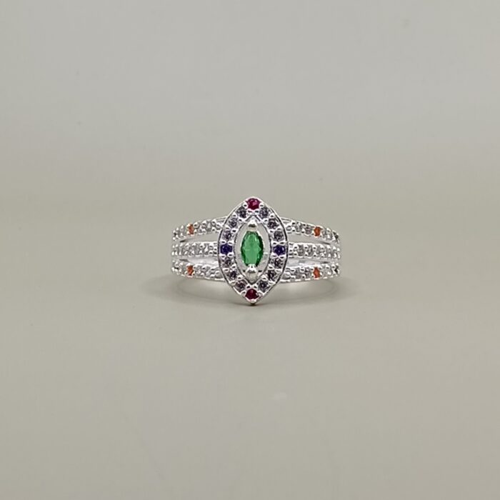 925 Silver Green Stone Ring