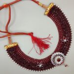 Royal 925 Silver Chatai Necklace Set with Red Beads & Stone Floral Design