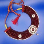 Elegant 925 Silver Chatai Necklace Set with Red Beads & Floral Design