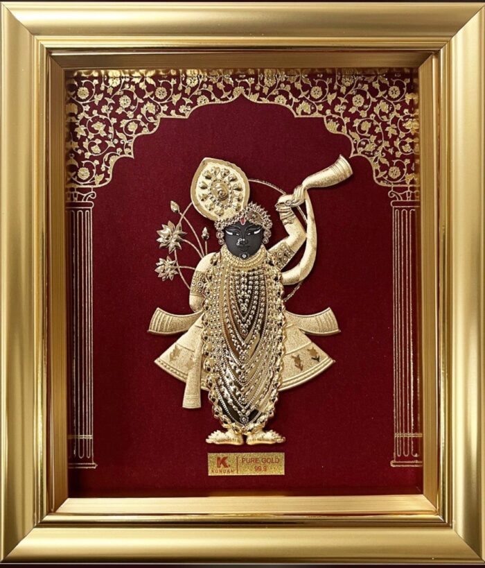 24K Handmade Shreenath ji Gold Frames – Auspicious & Elegant
