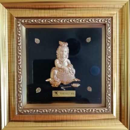24K Handmade Bal Gopal Gold Frame – Elegant & Timeless Design