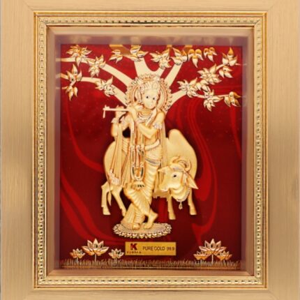 24K Handmade Krishna Gold Frame – Eternal Grace in Pure Gold