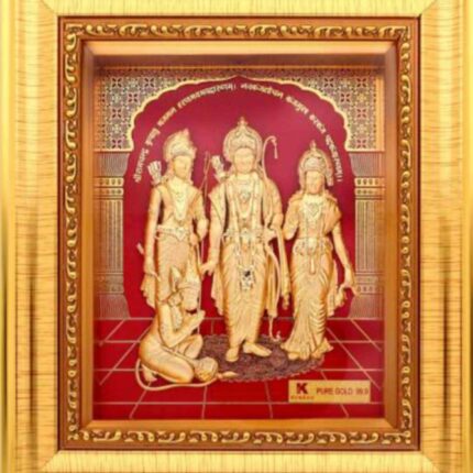 24K Handmade Ram Darbar Gold Frame – Divine Blessings in Pure Gold