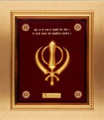 24K Handmade Khanda Gold Frame – Pure Gold Symbol of Sikh Faith
